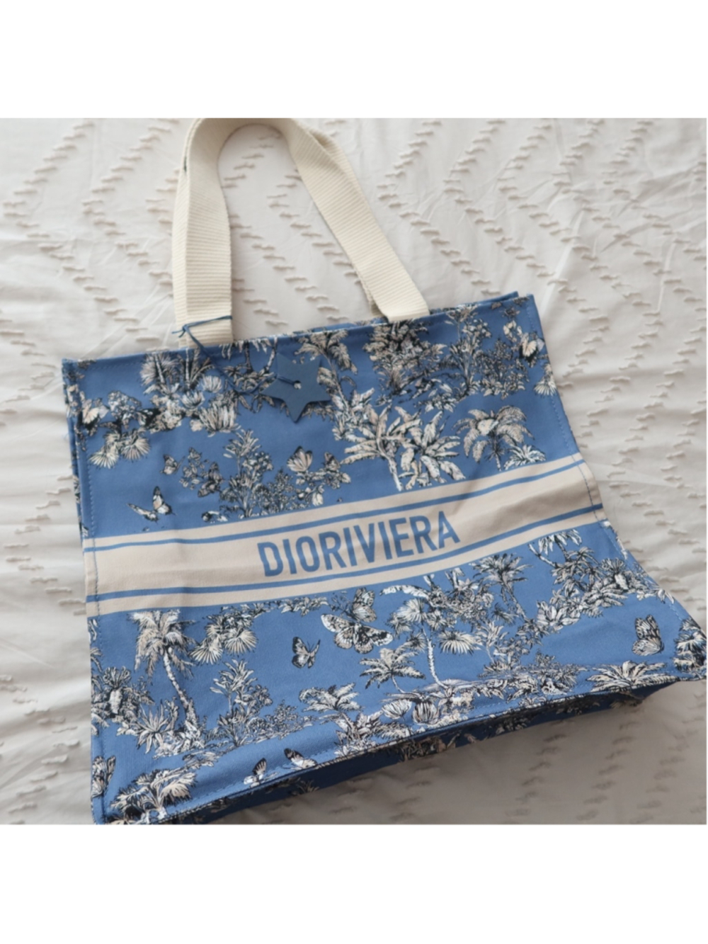 Christian Dior Dioriviera GWP Cotton Tote Bag Blue Floral NEW